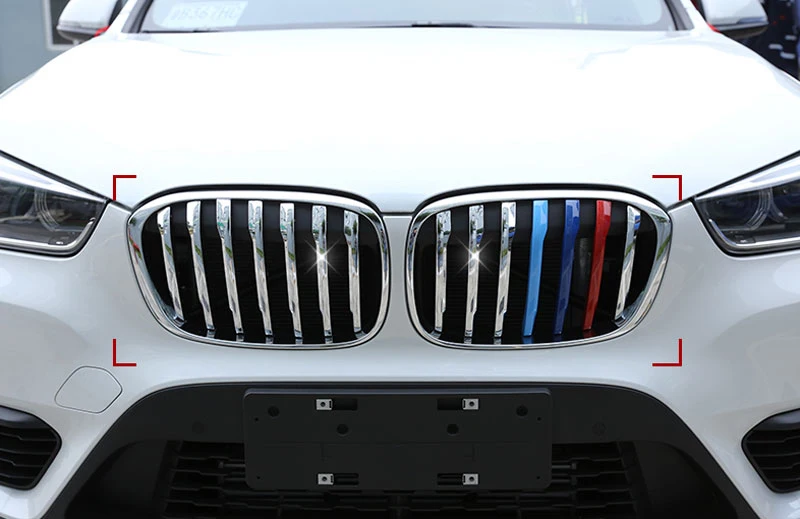 14 шт. передняя решетка Обложка украшения отделка для BMW X1 F48 ABS аксессуары из хрома стайлинга автомобилей Новые поступления