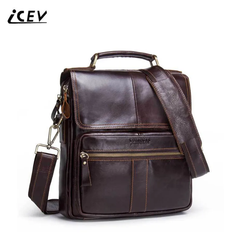 

ICEV New Fashion Simple Crossbody Bags for Men Messenger Bags Handbags Famous Brands Organizer Genuine Leather Bags Bolsos Mujer