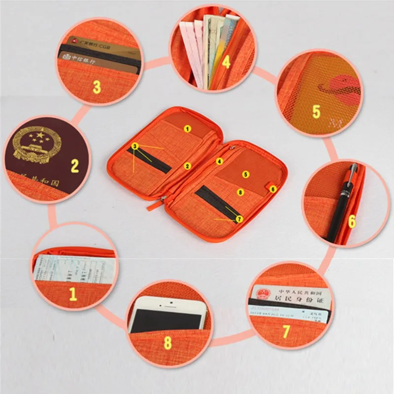 Brand Travel Journey Document Organizer Wallet Passport ID Card Holder Ticket Credit Card Bag Case Free Shipping 14