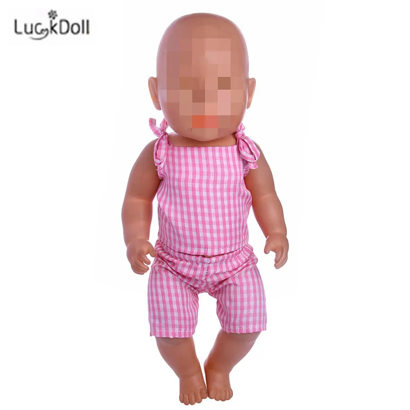 LUCKDOLL модное летнее розовое платье подходит 18 дюймов Американский 43 см детская кукла одежда аксессуары, игрушки для девочек, поколение, подарок на день рождения