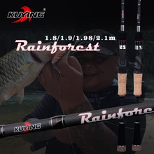 KUYING Rainforest 1.8 1.9 1.98 2.1m Casting Spinning Lure Fishing Rod Pole Cane Soft Medium Carbon Fiber Fast Action 2 Sections