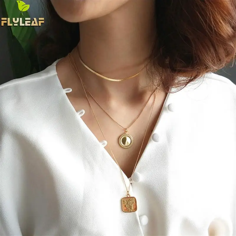 

Flyleaf Unique Design 100% 925 Sterling Silver Simple Mirror/rose Flower Necklaces & Pendants For Wmen European Fashion Jewelry