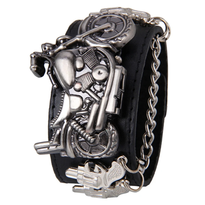 

NEW Excellent Quality Newly Design Style Retro Punk Rock Brown Big Wide Leather Bracelet Cuff Men Watch Cool wholesale