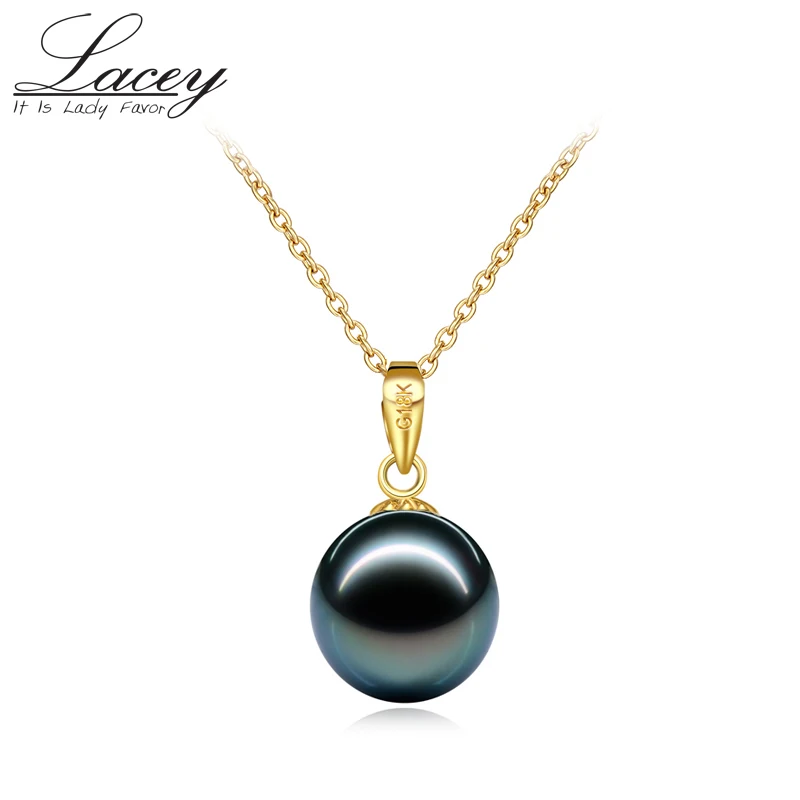 Natural black pearl necklace,18k gold pendant tahitain pearl  jewelry for women,real seawater pearl jewelry fine gift