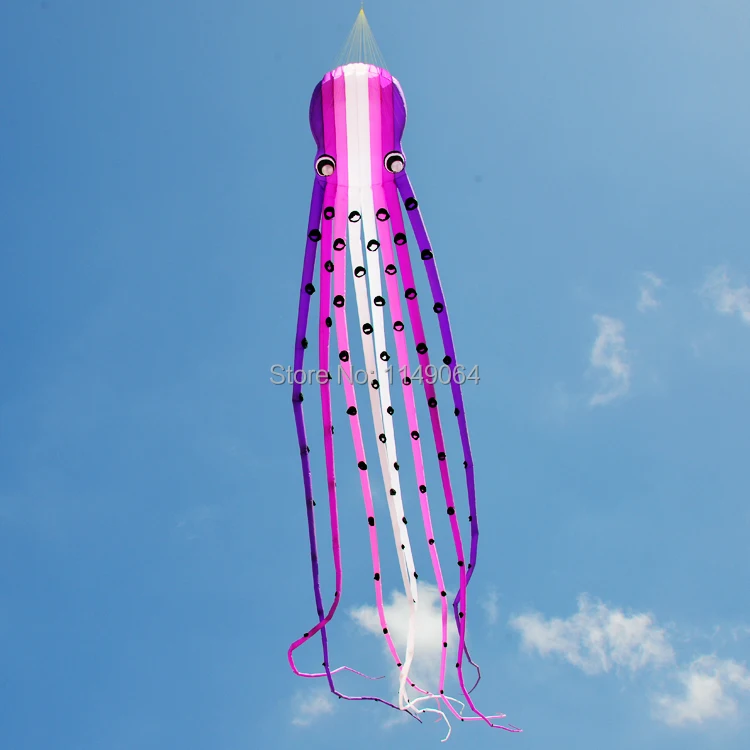 free shipping high quality new15m octopus kite purple crystal soft kite with kite line weifang kite string power kite surfing