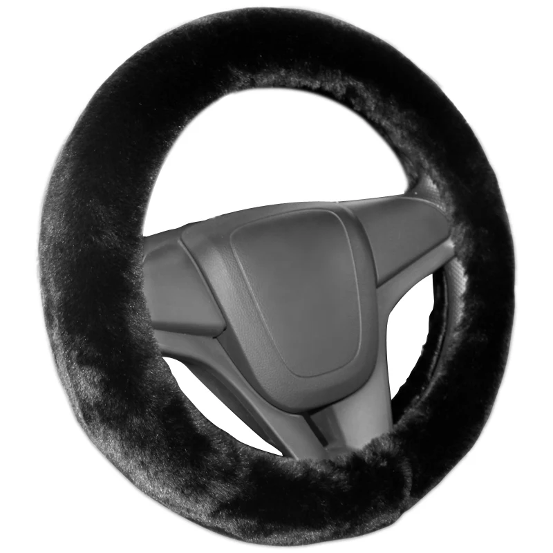 Auto Steering Wheel Cover 14 15 inch Soft Black Grey Purple Warm Fluffy