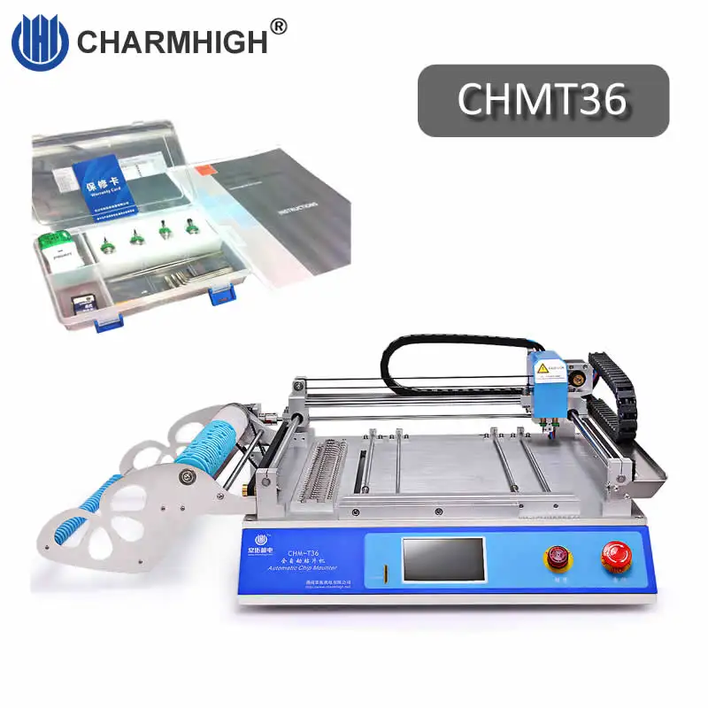

Desktop CHM-T36 SMT SMD LED Pick and Place Machine 2 heads 29 feeders Charmhigh chmt36, PCB 410*360mm