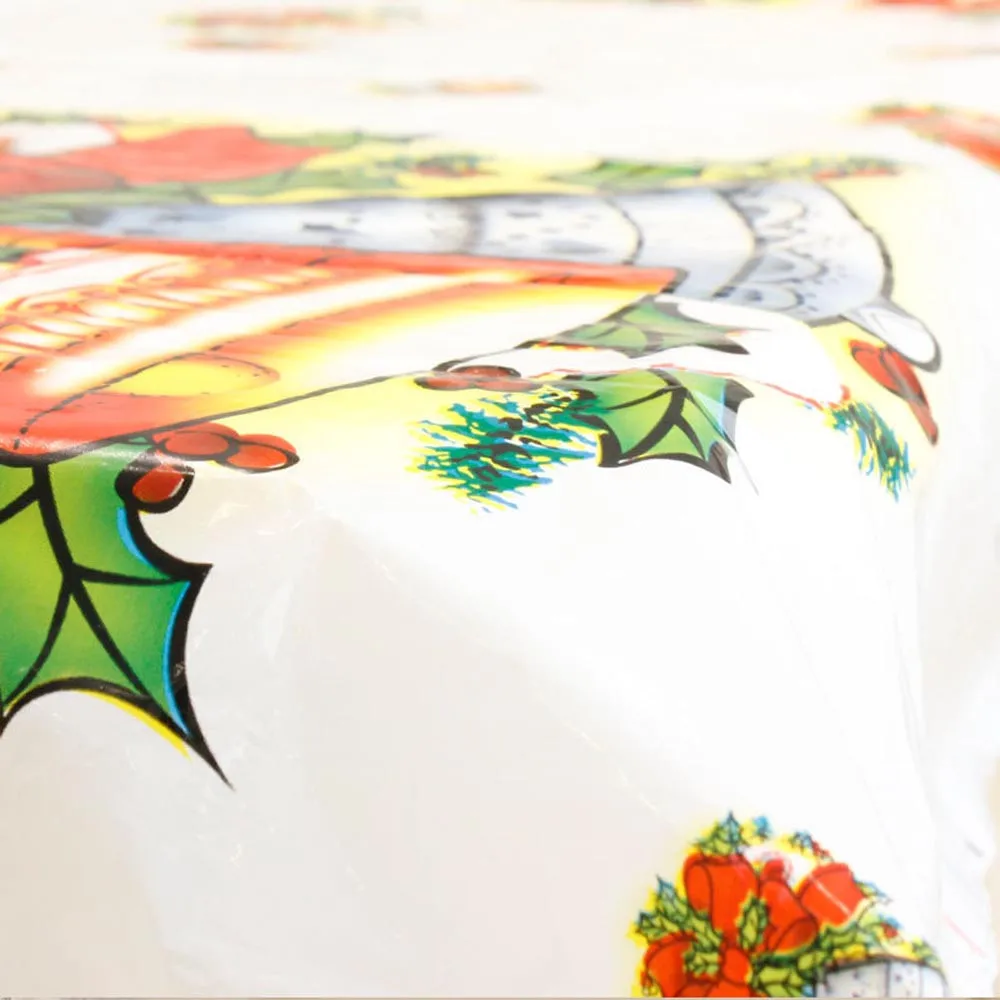 

Disposable Merry Christmas Rectangular Printed PVC Cartoon Tablecloth 110*180cm 10.5