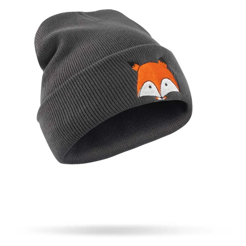 

Fashion Winter Children Hat Cartoon Fox Printing Plush Warm Hat Elastic Band Adjustable Boy's Girl's Skit Cap for Kid