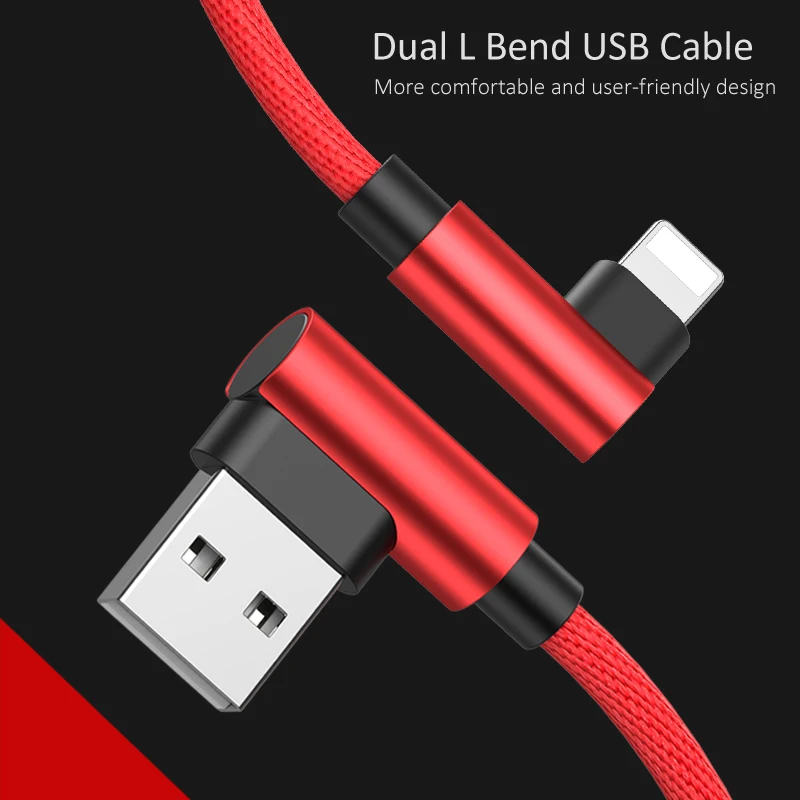 Зарядный usb кабель GUSGU для iphone быстрой зарядки с адаптером под углом 90 градусов USB X