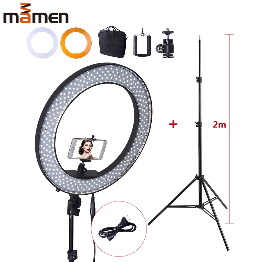 MAMEN 55W Dimmable 240 светодиодные кольца свет 5500K телефон видео красота свет фотография макияж светодиодный свет с вилкой EU/US/UK