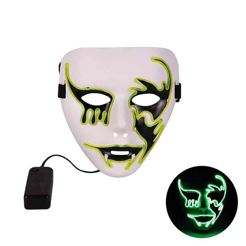 Неоновая маска EL, светящаяся страшная маска в виде черепа на Хэллоуин, вечерние, праздничные, подарок ко дню рождения, тушь для ресниц, светильник, маскарадный костюм, маскарадные маски