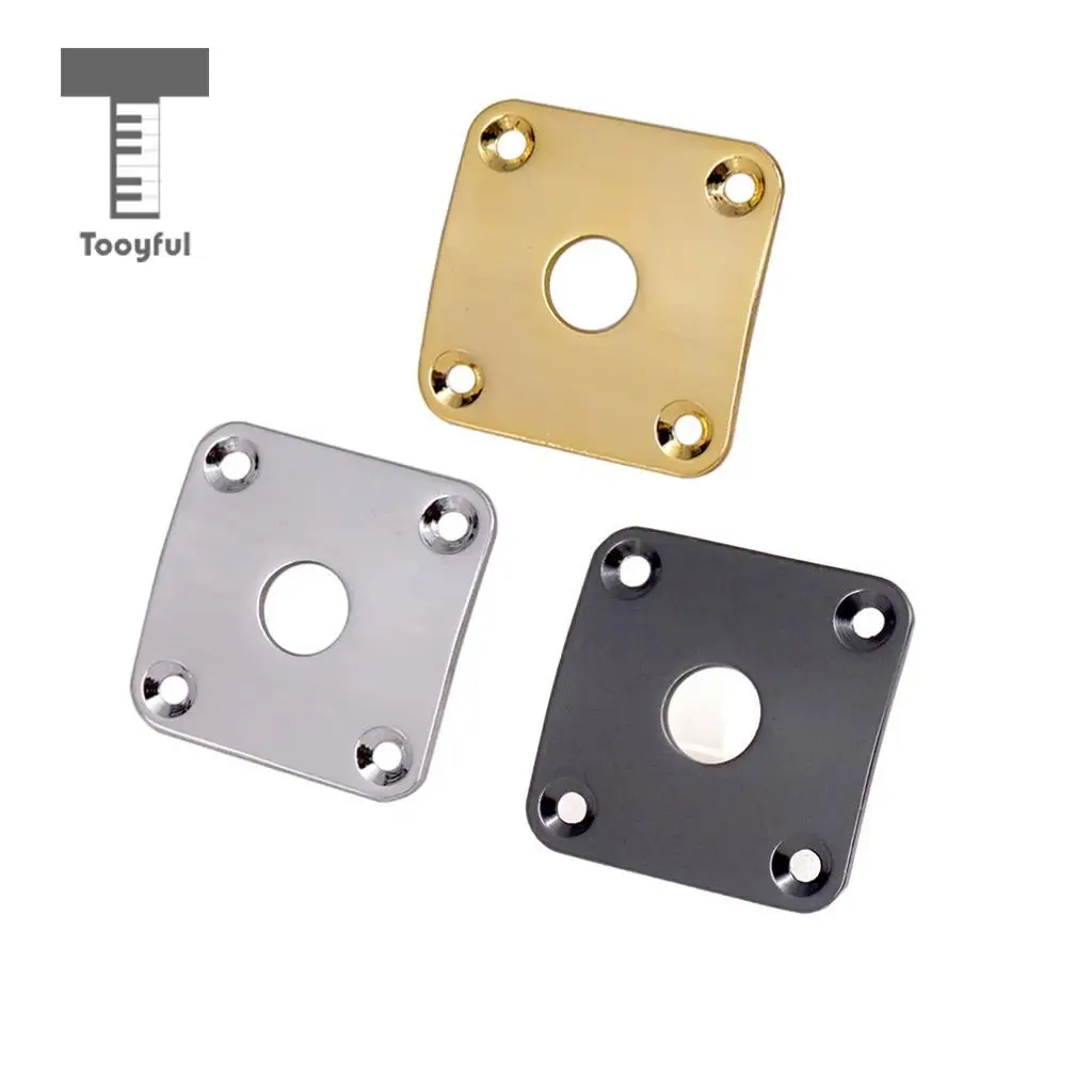 Tooyful 2pcs Metal Curved Bottom Jack Plate Square Jackplate for LP Electric Guitar Parts