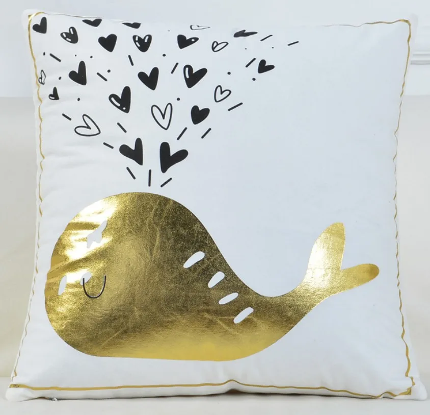 Anchor Sea Pillow Cover Cushion Case White Velvet Golden Starfish Sofa Cushion cover Home Chair bed Cushion Cover 45x45cm B427