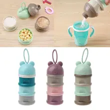 3 layer Cute Bear Style Portable Baby Food Storage Box Essential Cereal Cartoon Milk Powder Boxes Toddle Kids Formula Milk