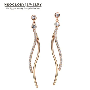 

Neoglory Cubic Zirconia Design Long Dangle Drop Earrings For Women Fashion Jewelry 2020 Brand New EA1 Simp-j