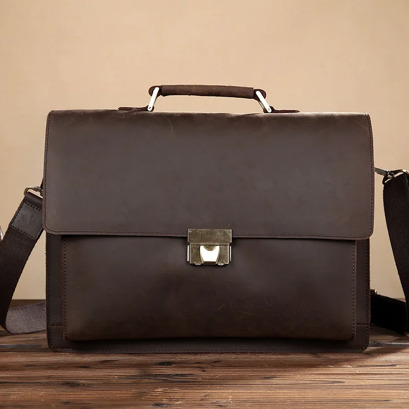 Tote Leder Post Echte Mit Männer 15 Schloss Schnelle Laptop Handtasche Zoll Geschäftsbeutelrind Vintage Zifferblatt Aktentasche Arbeit Herren Brown awfwUqnx56