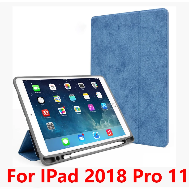 Для iPad PRO 12,9 Pro 11 чехол силиконовый мягкий чехол для задней панели с подставка для ручки ТПУ кожаный смарт-чехол для iPad PRO 10,5 чехол - Цвет: For IPad 2018 Pro 11