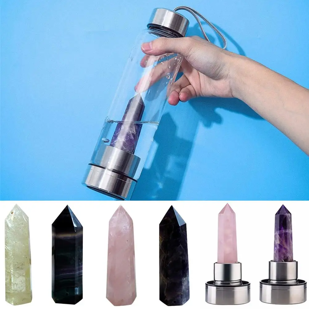 

Natural Exquisite Healing Obelisk Wand Elixir Quartz Crystal Point Hexagonal Prism Water Bottle Tool Gravel Stone Cup Decor Gift