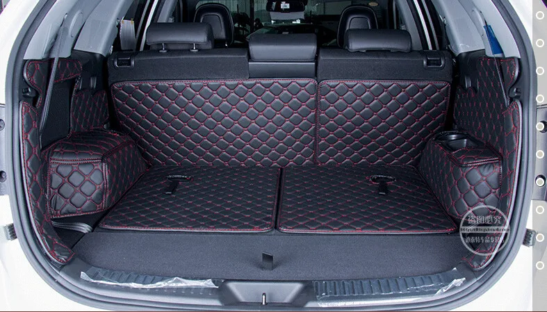Посвященный багажнике автомобиля коврики для Kia Sorento 7 мест 2013 Прочный водонепроницаемый кожа багажа Коврики Для Sorento 2014 полный окружении