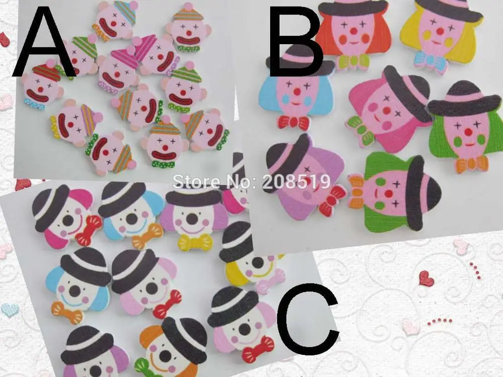 

WBNAOW Lovely kid's buttons mix colors 150pcs clown buttons for crafts decoration DIY accessories