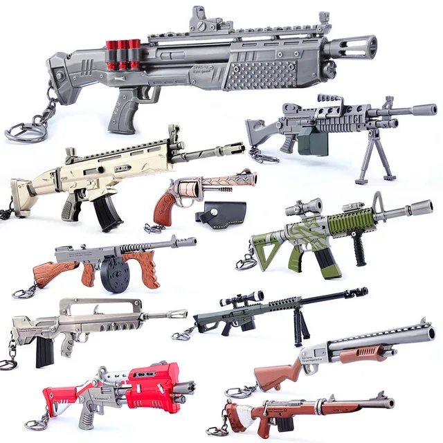 

Free standees Fortnight Battle Royale removable cartridge clip toy Battleground camouscar Gun Model Weapons Keychain Fort Night