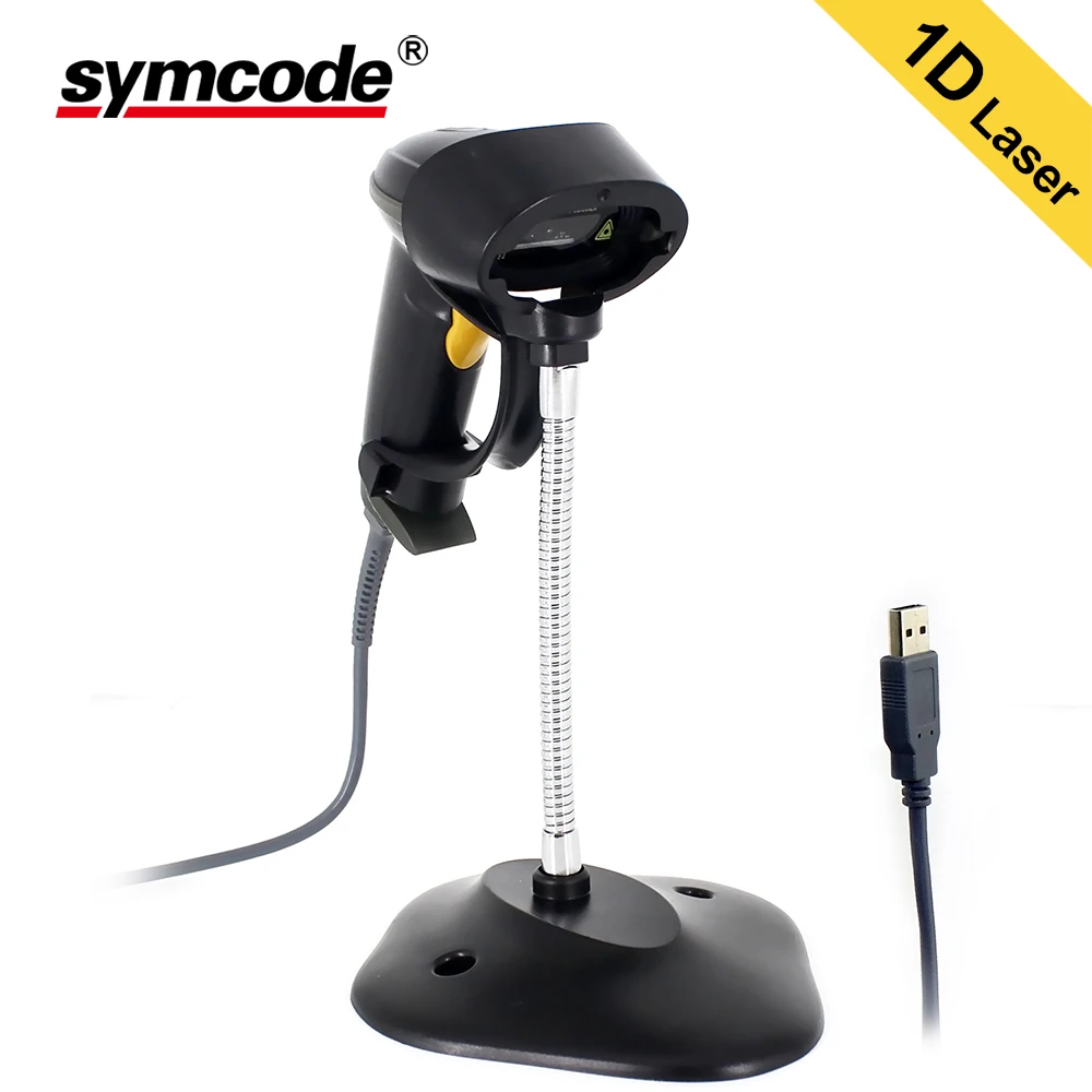 Автоматический 1D сканер штрих кодов Symcode USB лазерный проводной беспроводной