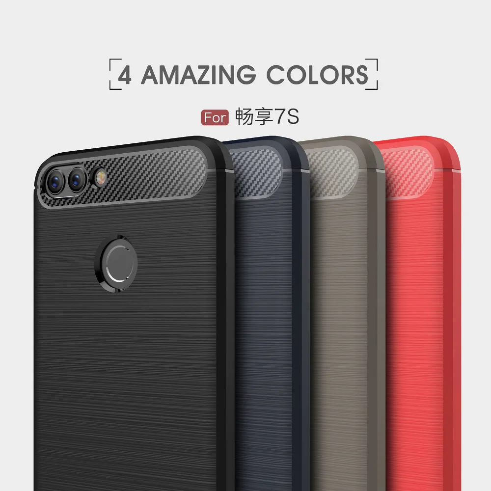 Huawei P Smart Fundas P Smart TPU silicona parachoques Anti-choque Fundas de teléfono suave de fibra de carbono cubierta para Huawei P inteligente