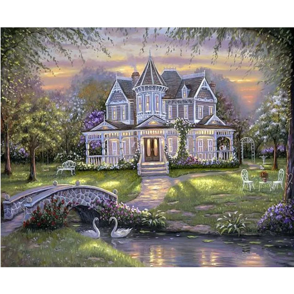 

5D Diamond Embroidery DIY Swan Diamond Painting Square Drill Diamond Embroidery Landscape Diamond Mosaic cross-stitch kits H1571