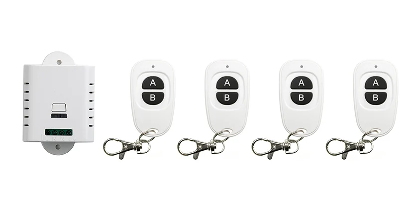 

85V 110V 120V 220V 250V 1CH 10A RF Wireless Switch Relay Receiver Remote Controllers & 4* White AB keys Waterproof Transmitter