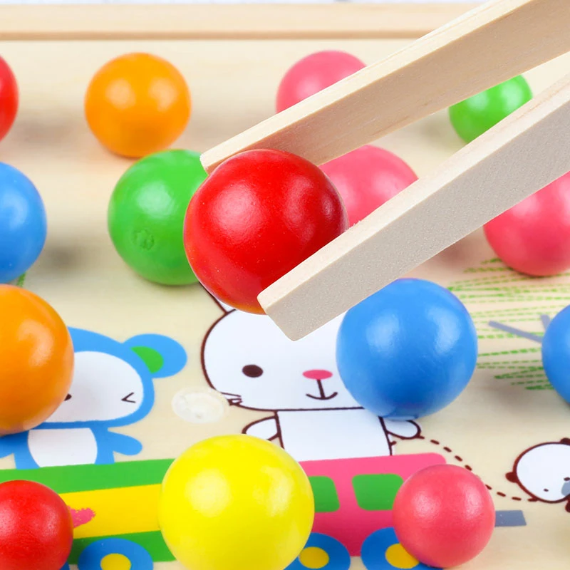 

Montessori Kids' Floor Game Hand-eye coordination teaching Aids Clip Bead Game Grasping/Movement Ability Developing wooden toys