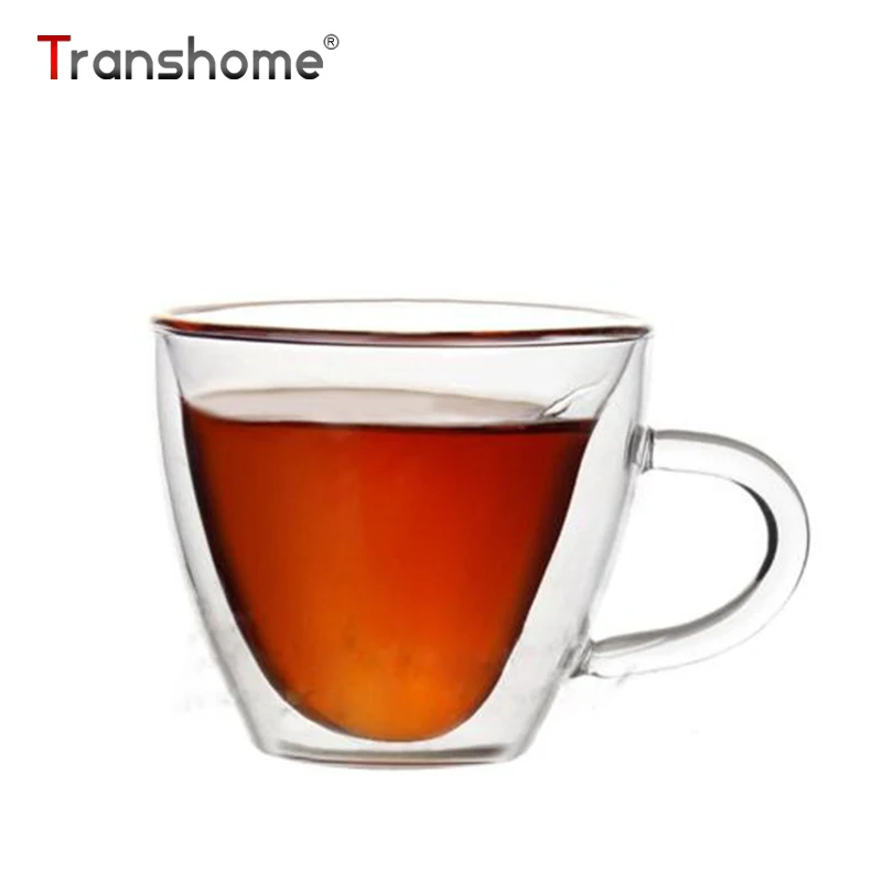 Transhome стеклянная кружка для кофе 180 мл в форме сердца двойные стеклянные кружки