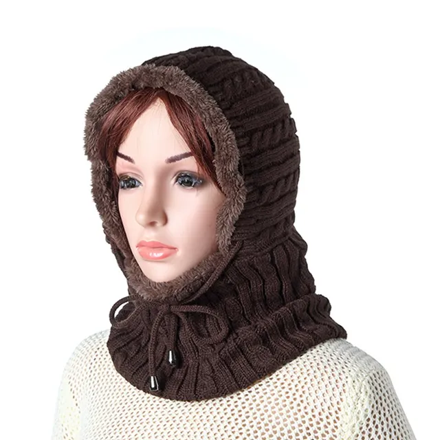 Buy Plush Knitted Hooded Neck Warmer Cap For Women Men,Fall Winter Warm Thick