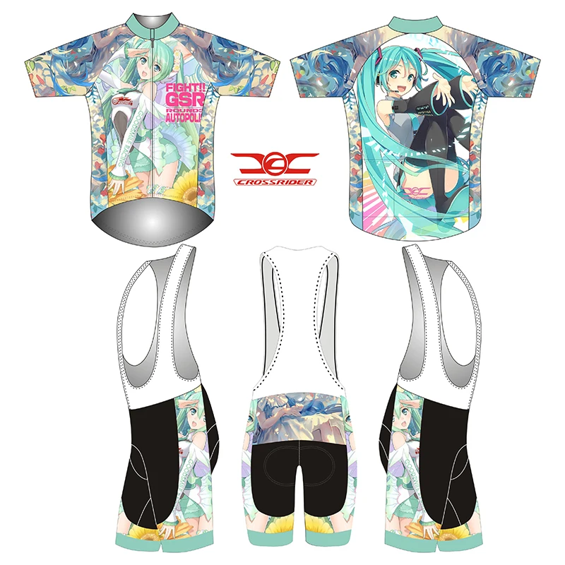 Короткий рукав Hatsune Miku велосипедная одежда для мужчин Велоспорт Джерси набор короткий рукав открытый спортивный Быстросохнущий MTB Джерси