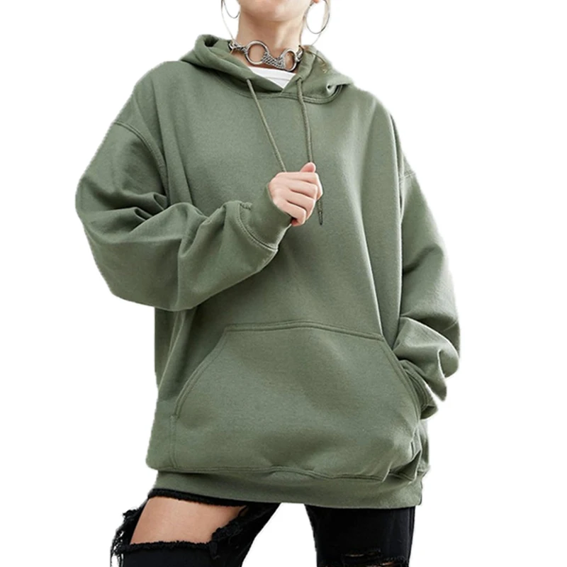

Autumn and winter new loose solid color large size hooded bat sleeve fashion cotton hooded Sweatshirt women's clothing S - 5XL