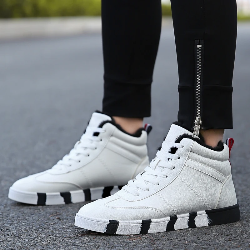 

2018 New Arrival Winter Hot Casual Synthetic Shoes Man Korean Version Add Wool Joker Trend Mens Shoes Size 39-44 Red White 3