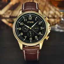 Royal Design Gold&Large Precision Dial Mechanical Leather Watch Montre Homme Mens Watches Top Brand Luxury Display Date Week.