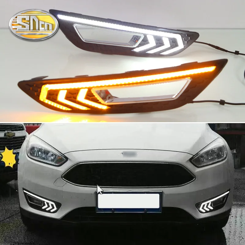

SNCN LED Daytime Running Lights for Ford Focus 4 2015 2016 Mustang-model DRL front fog lamp cover driving lights
