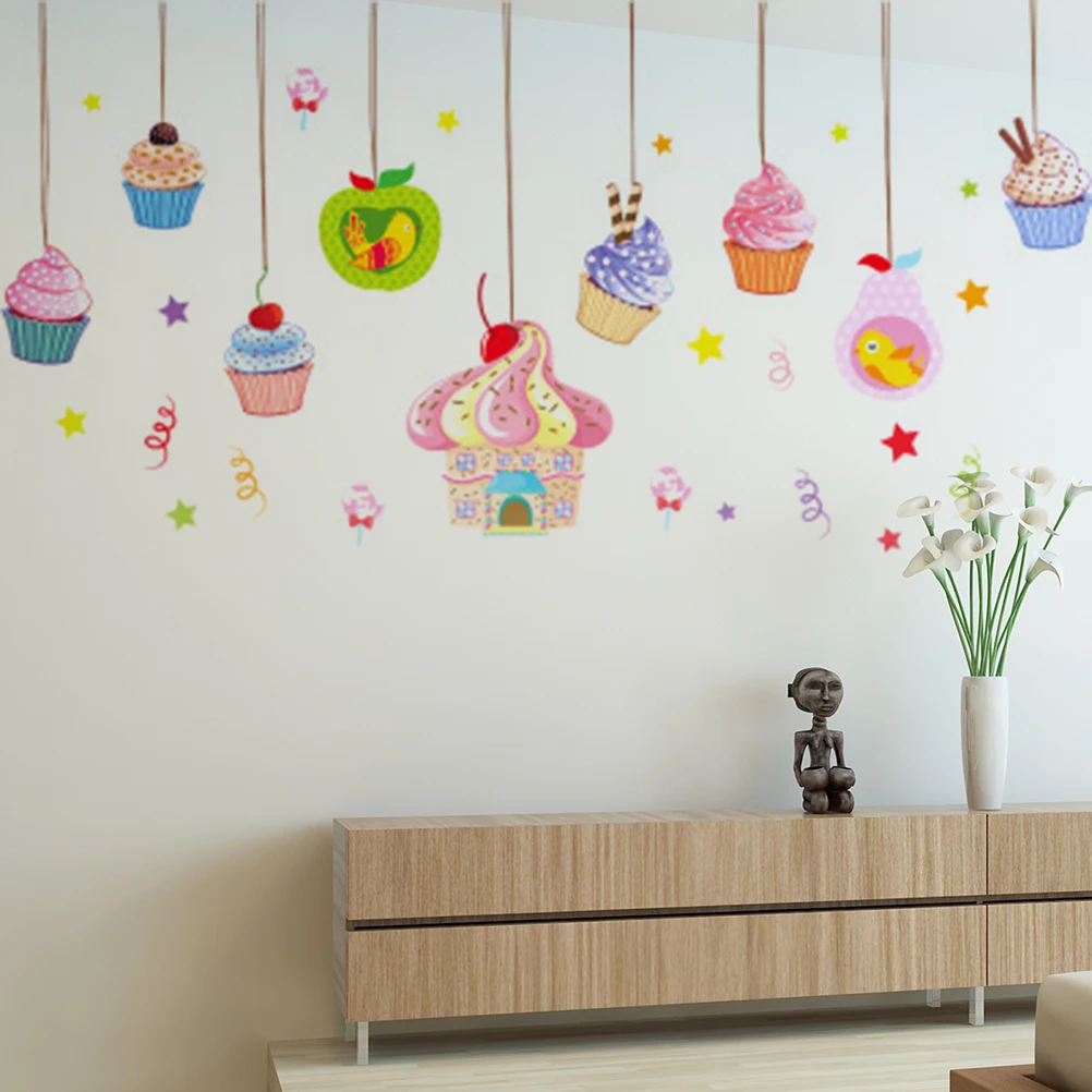 60cmx90cm Delicious cake ice cream Candy wall stickers birthday party