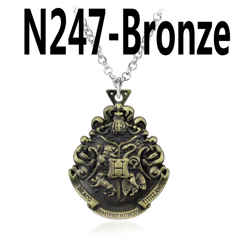 Знак школы Хогвартс ожерелье Гриффиндор Слизерин Ravenclaw значок с эмблемой пуффендуй булавка Макси массивное ожерелье фанатов сувенир подарки - Окраска металла: BRONZE