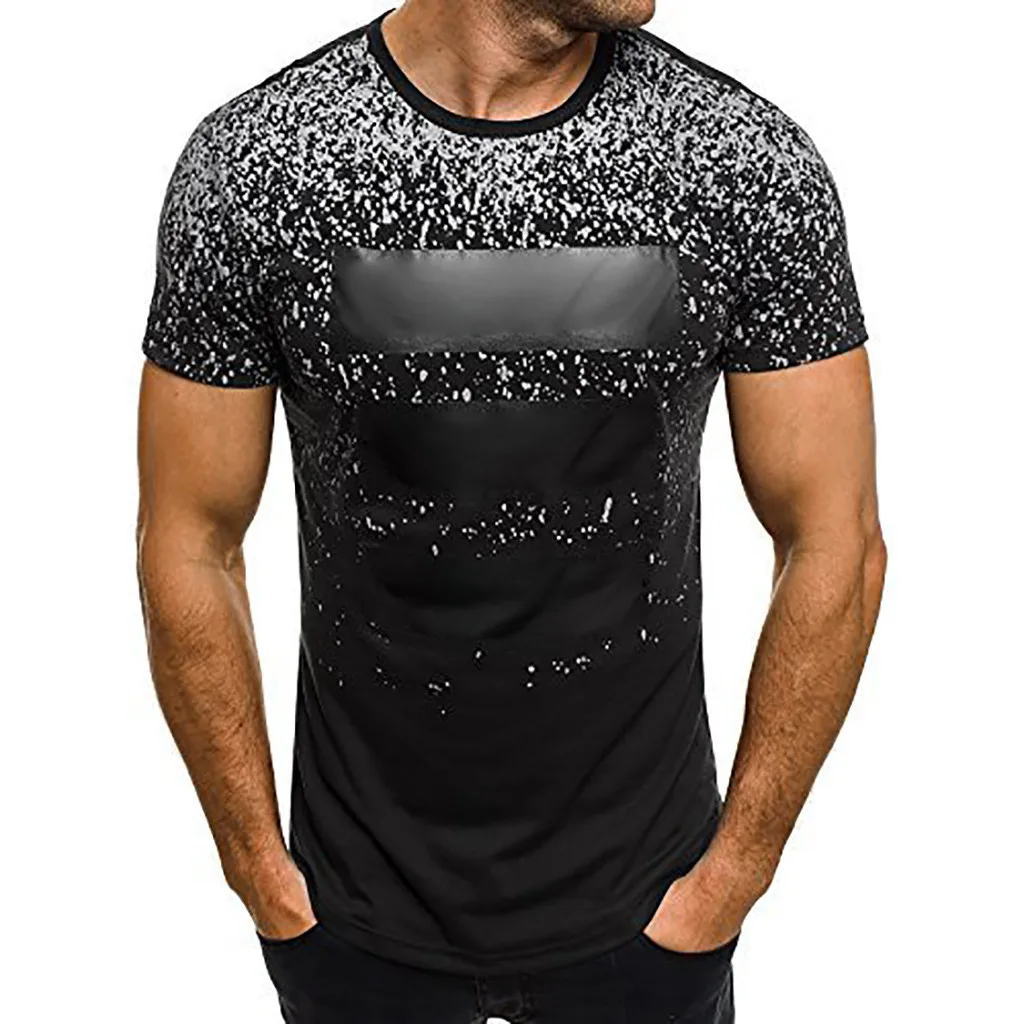 

Summer Men's t shirt homme Casual Slim Striped Splice Printed Short Sleeve Shirt mens t shirts fashion 2019 camiseta masculina