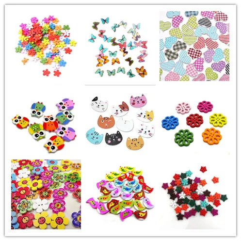 Promo colorido 100/50/10/unids 8 piezas 2 agujeros mezcla de flores gato búho corazón pájaro punto botones decorativos de madera para coser álbumes de recortes artesanías Promo colorido 100/50/10/unids 8 piezas 2 agujeros mezcla de flores gato búho corazón pájaro punto botones decorativos de madera para coser álbumes de recortes artesanías