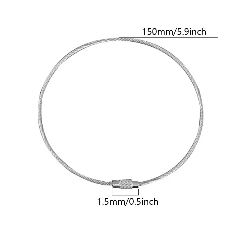 10 шт. брелок для ключей с винтовым зажимом, проволока из нержавеющей стали, держатель для ключей, брелок для ключей, кольца, кабель для наружного туризма, брелки - Цвет: 1.5x150mm