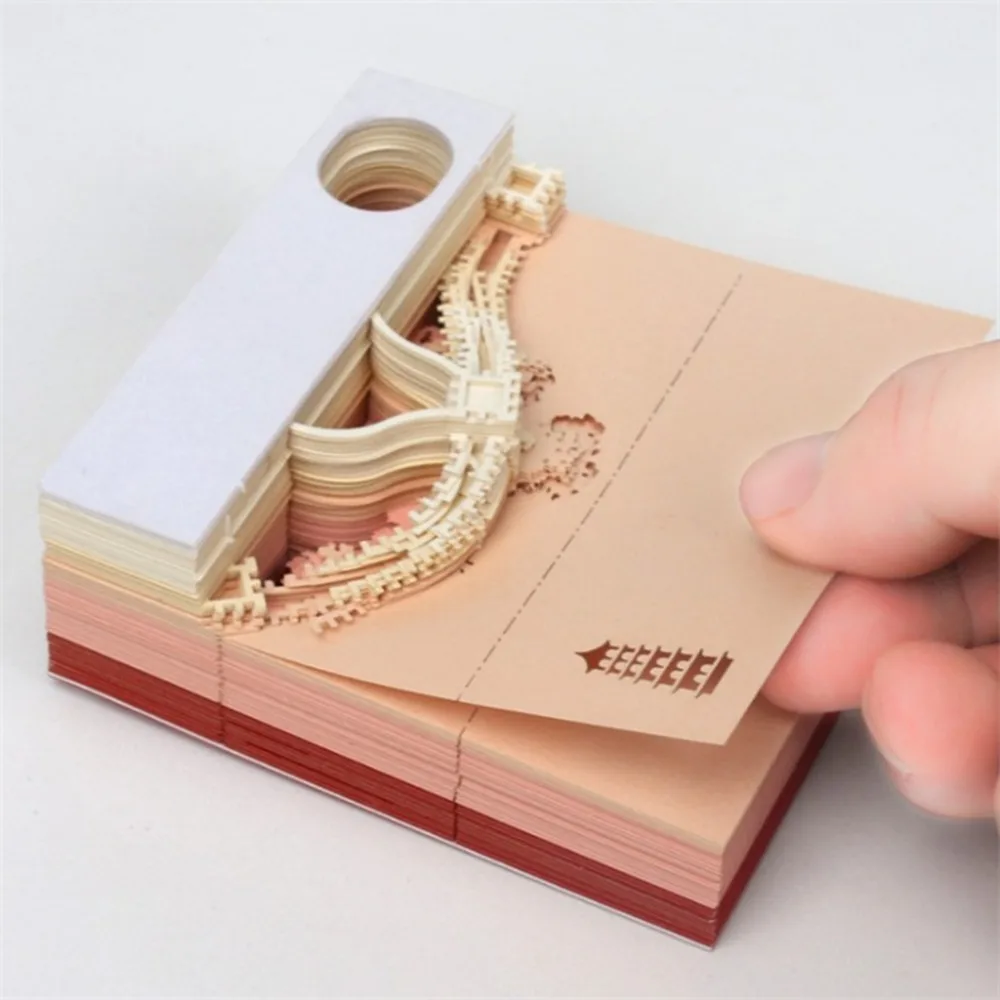 

Art Building Block DIY 3D Great Wall Memo Notes Pads Convenience Stickers Papers Card Art Crafts