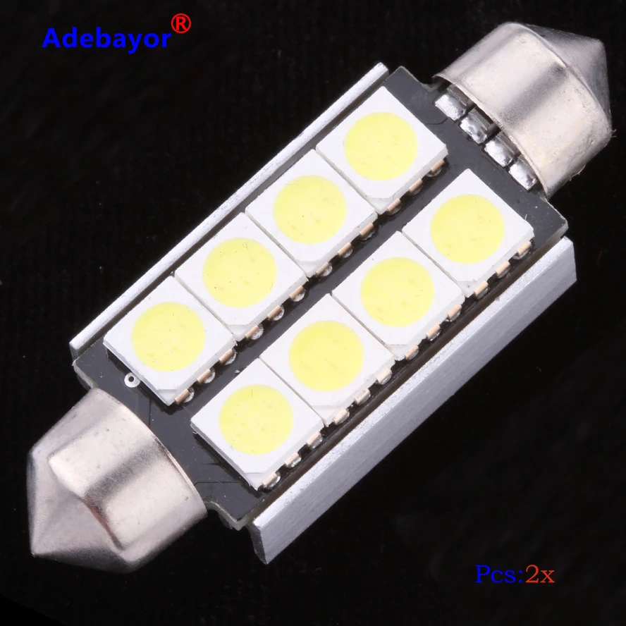 2 шт./лот 39 мм 1 72 &quot8 SMD 5050 CANBUS белая автомобильная светодиодная Внутренняя