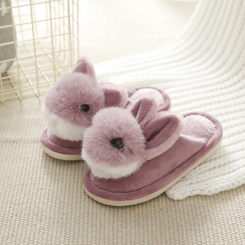 kids home shoes slippers girls cartoon rabbit indoor slippers children cotton slippers winter/auutmn baby warm shoes cute velvet