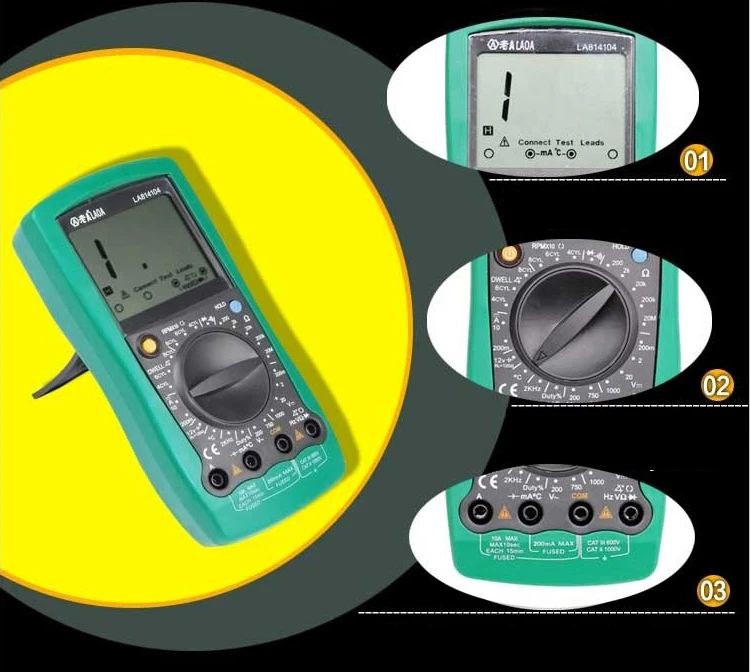 LAOA профессиональный мультиметр Авто Ремонт цифровой мультиметр защита от перегрузки автомобиля тест LA814104