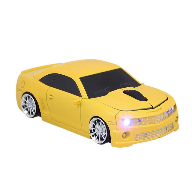 KuWFi 2,4G, Беспроводная USB компьютерная мышь, автомобильная мышь, форма автомобиля, 1000 dpi, светодиодный светильник, приемник для ПК, ноутбука, настольного компьютера, ноутбука MacBook - Цвет: Цвет: желтый