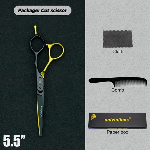 5.5/6" black gold barber hair scissors hairdressing scissors professional hair scisor barber supplies shears gift japan haircut - Color: 6025HJ55CUT