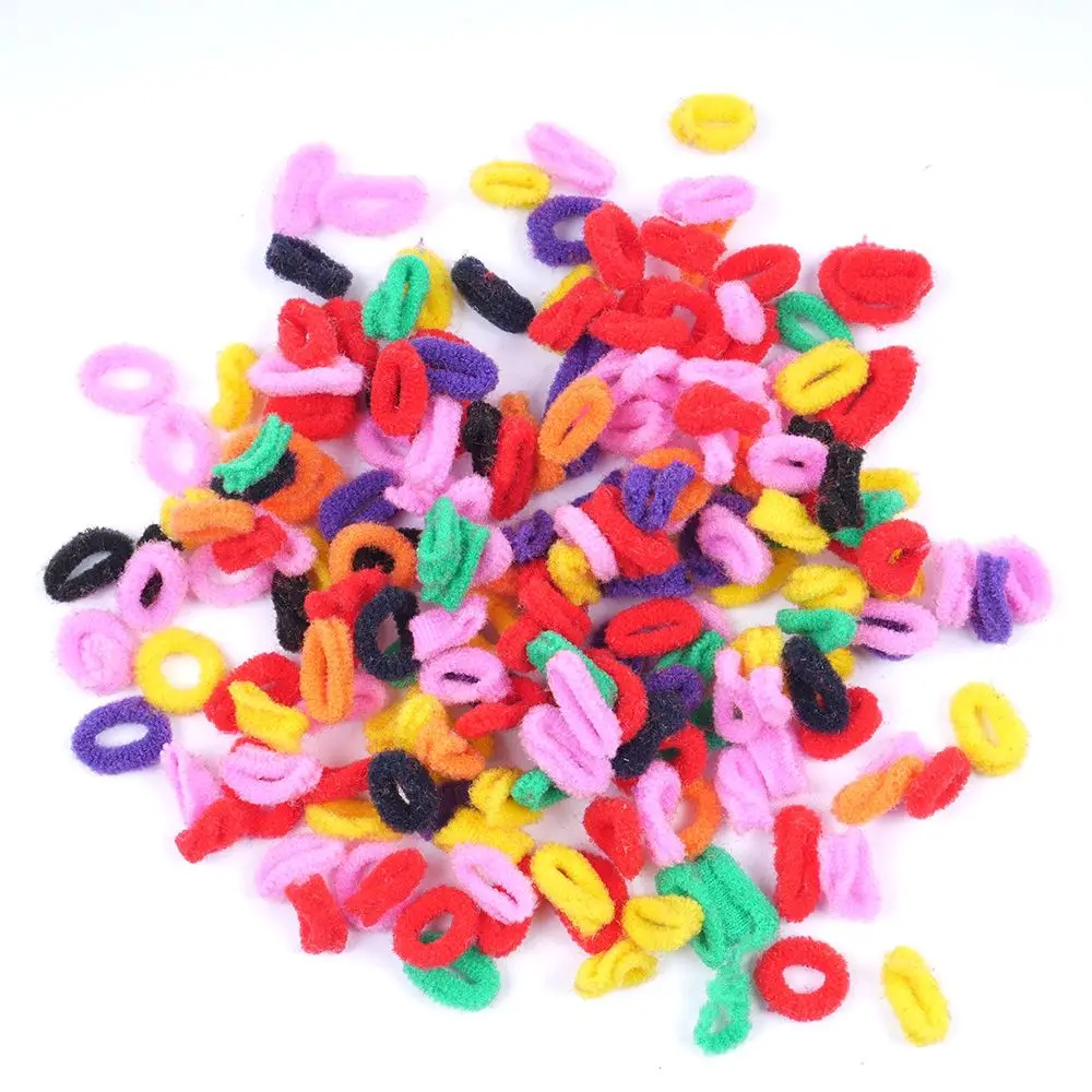 

200 Pcs Colorful Child Kids Hair Holders Cute Rubber Hair Band Elastics Accessories Girl Women Charms Hair Rope Headwear